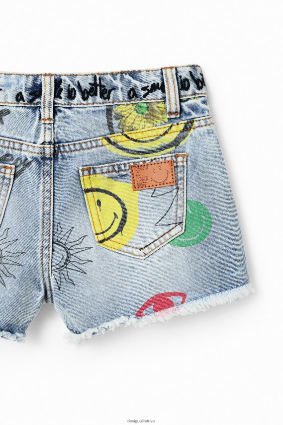 Desigual mergina šypsenėlės džinsiniai šortai apranga S606BV1752