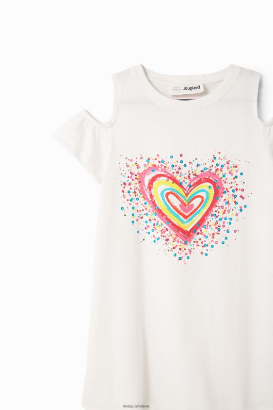 Desigual mergina širdele iškirpta marškinėlių suknelė apranga S606BV1842