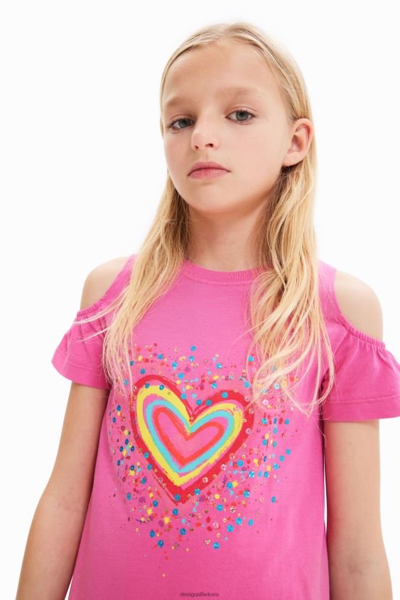 Desigual mergina širdele iškirpta marškinėlių suknelė apranga S606BV1846