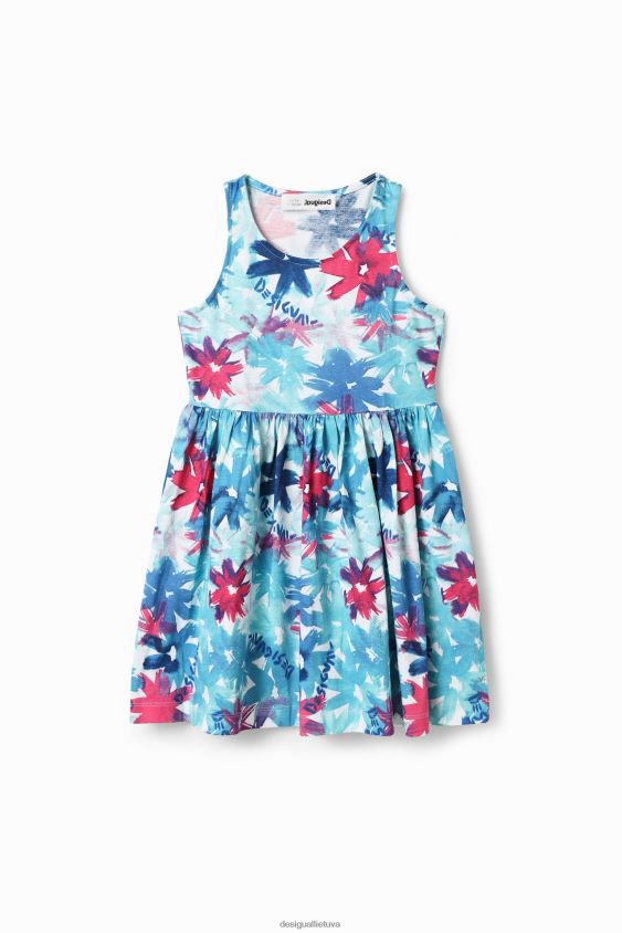 Desigual mergina trumpa akvarelinė gėlėta suknelė apranga S606BV1817