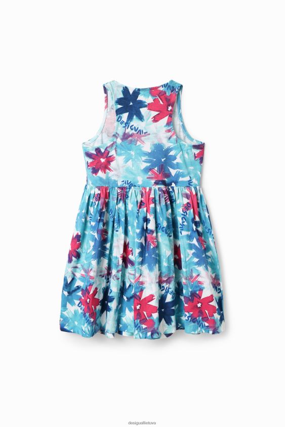 Desigual mergina trumpa akvarelinė gėlėta suknelė apranga S606BV1817