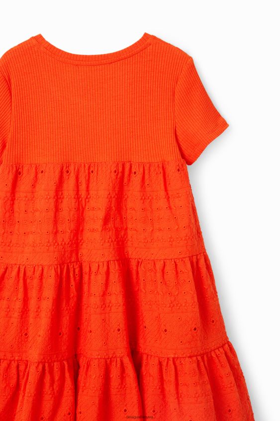 Desigual mergina Šveicariško siuvinėjimo kombinuota suknelė apranga S606BV1156