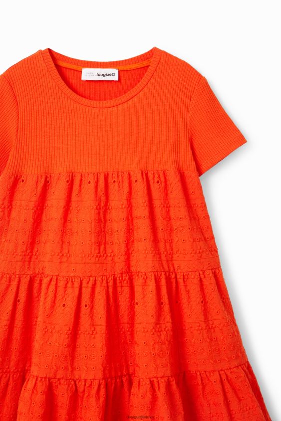 Desigual mergina Šveicariško siuvinėjimo kombinuota suknelė apranga S606BV1156