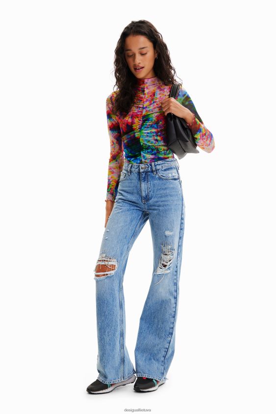 Desigual moterys raukšlėtas gėlėtas tiulio bodis apranga S606BV833