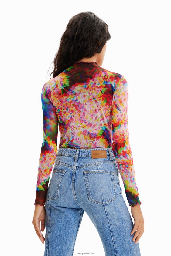 Desigual moterys raukšlėtas gėlėtas tiulio bodis apranga S606BV833