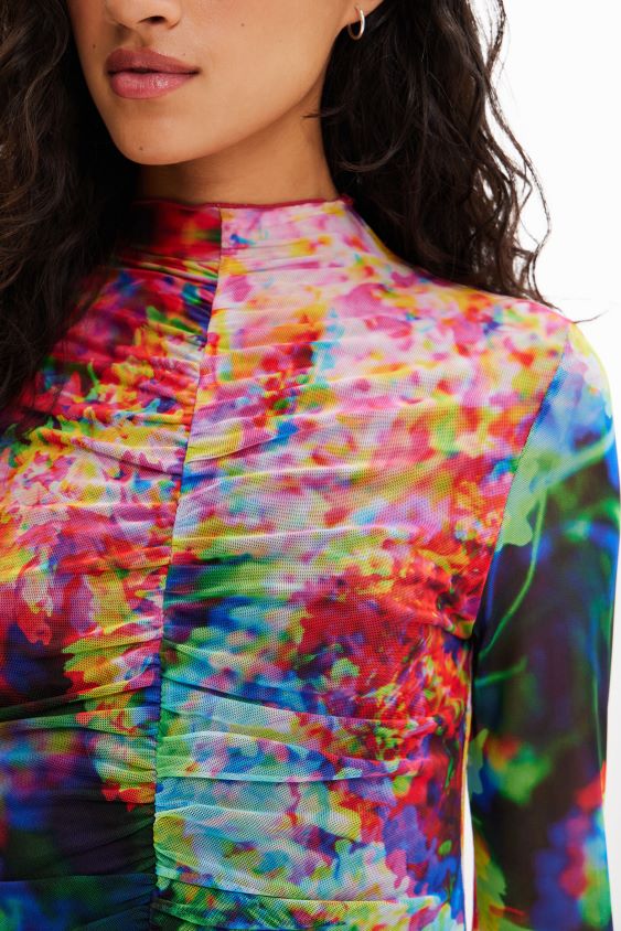 Desigual moterys raukšlėtas gėlėtas tiulio bodis apranga S606BV833
