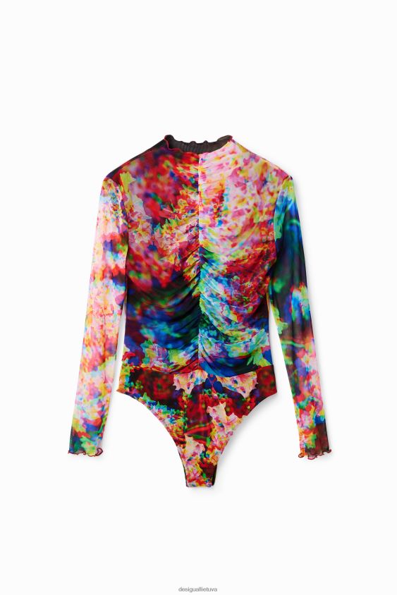 Desigual moterys raukšlėtas gėlėtas tiulio bodis apranga S606BV833