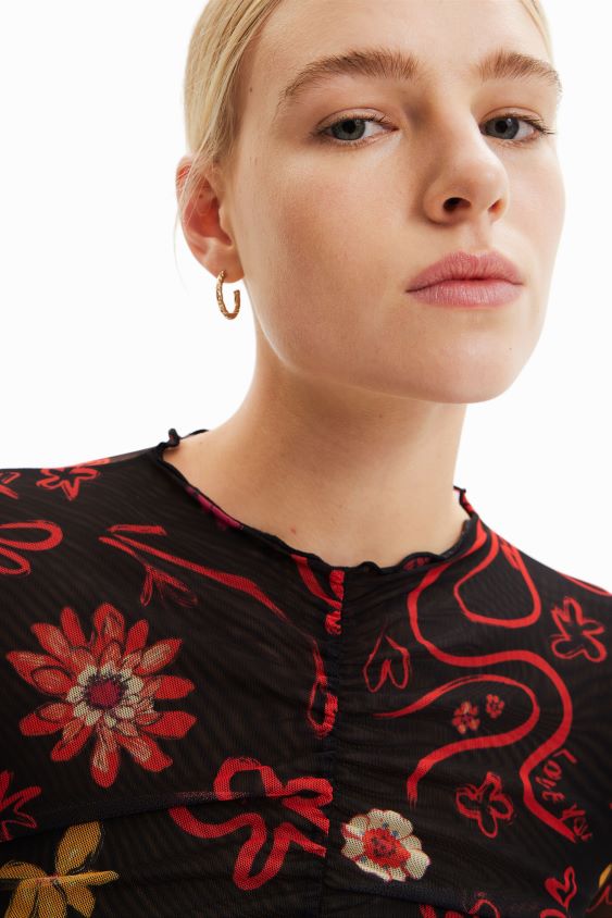 Desigual moterys tiulio rumbuotas gėlėtas bodis apranga S606BV495