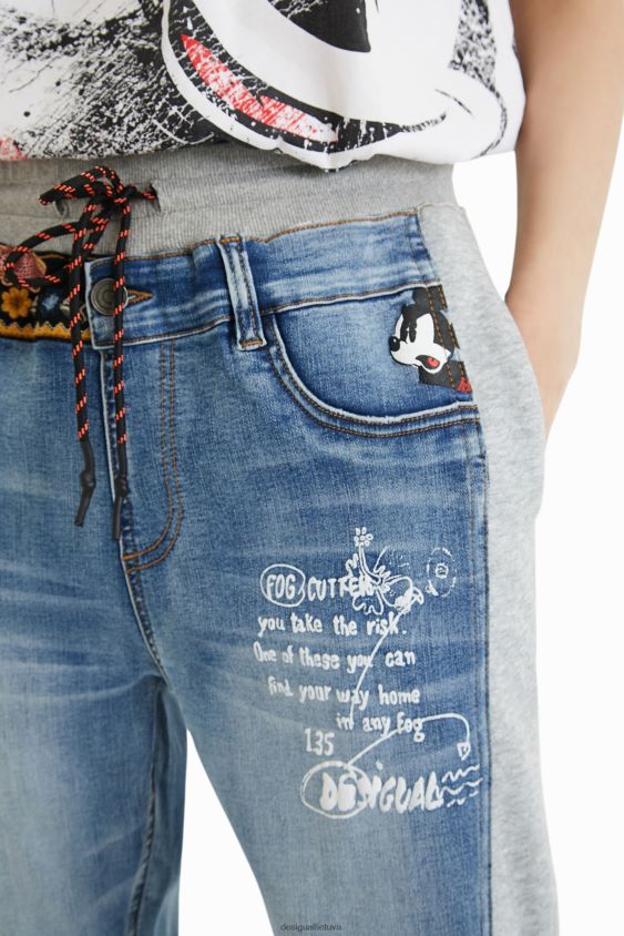 Desigual moterys „Disney“ „Mickey Mouse jogger“ džinsai apranga S606BV3
