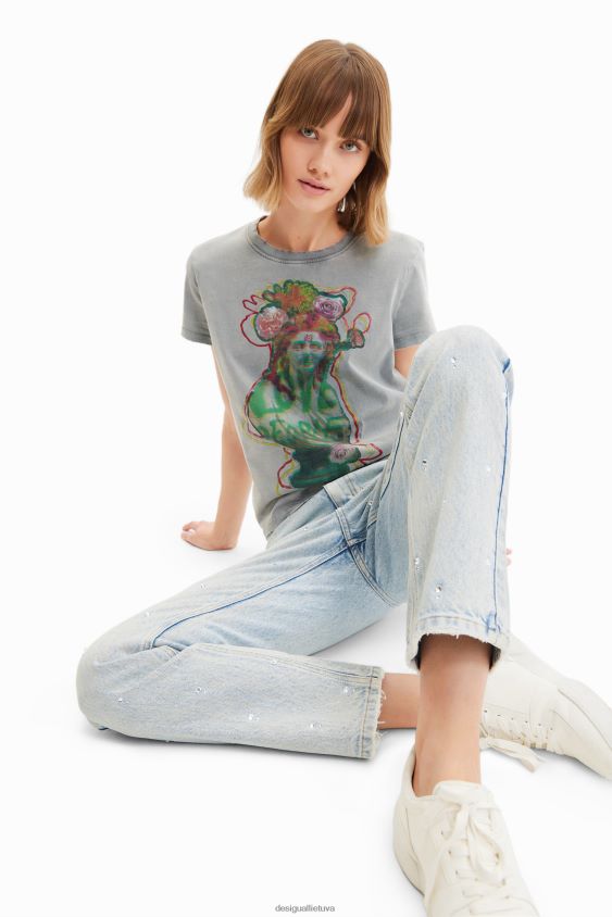 Desigual moterys Kalnų krištoliniai tiesūs džinsai apranga S606BV583