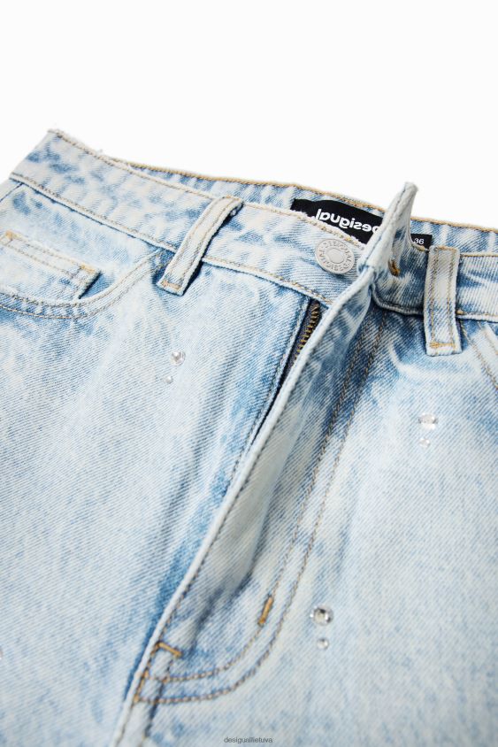 Desigual moterys Kalnų krištoliniai tiesūs džinsai apranga S606BV583