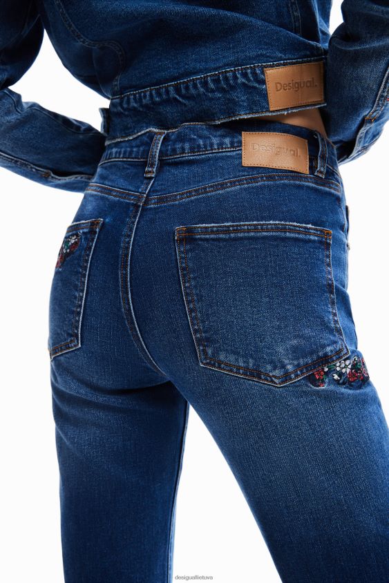 Desigual moterys gėlėti džinsai plačiomis kojomis apranga S606BV138