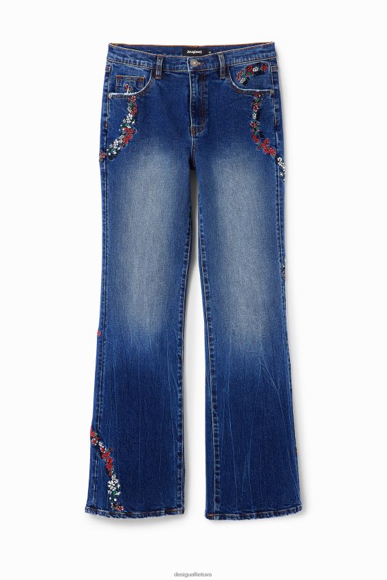 Desigual moterys gėlėti džinsai plačiomis kojomis apranga S606BV138