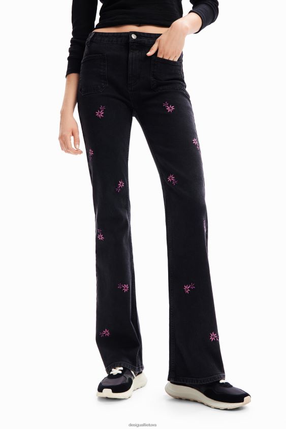 Desigual moterys gėlėti platėjantys džinsai apranga S606BV223