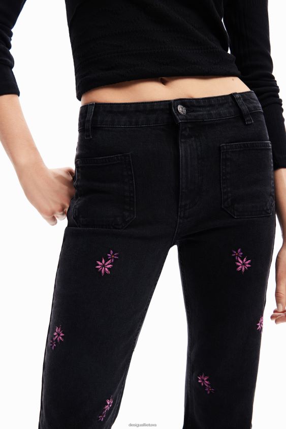 Desigual moterys gėlėti platėjantys džinsai apranga S606BV223
