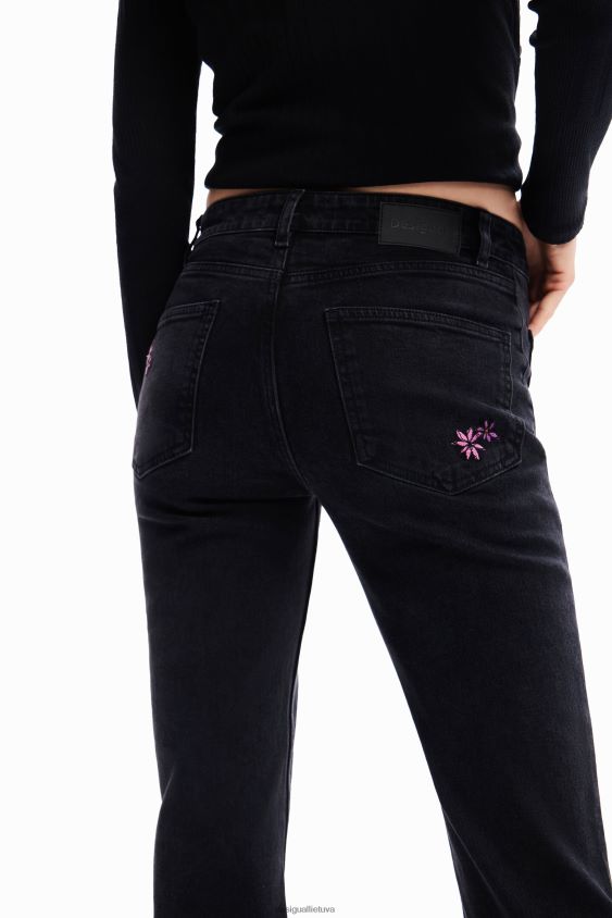 Desigual moterys gėlėti platėjantys džinsai apranga S606BV223