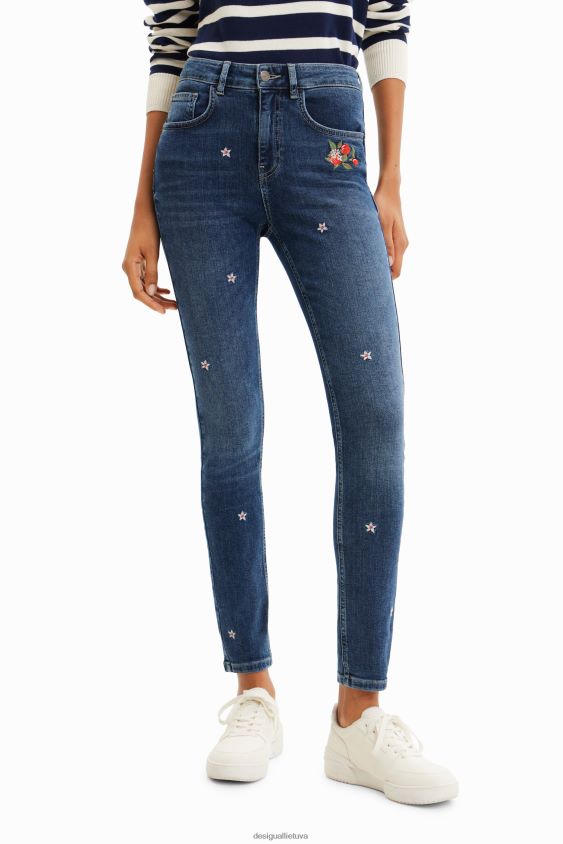 Desigual moterys gėlėti siauri push-up džinsai apranga S606BV445