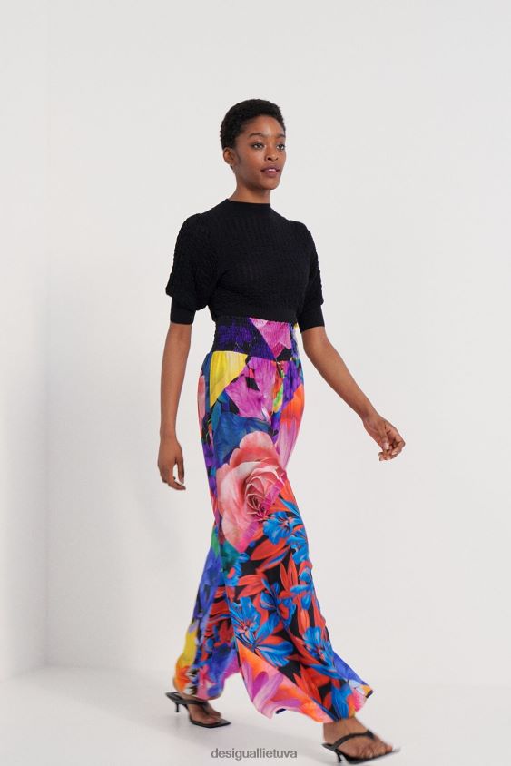 Desigual moterys gėlėtos palazzo kelnės apranga S606BV1078