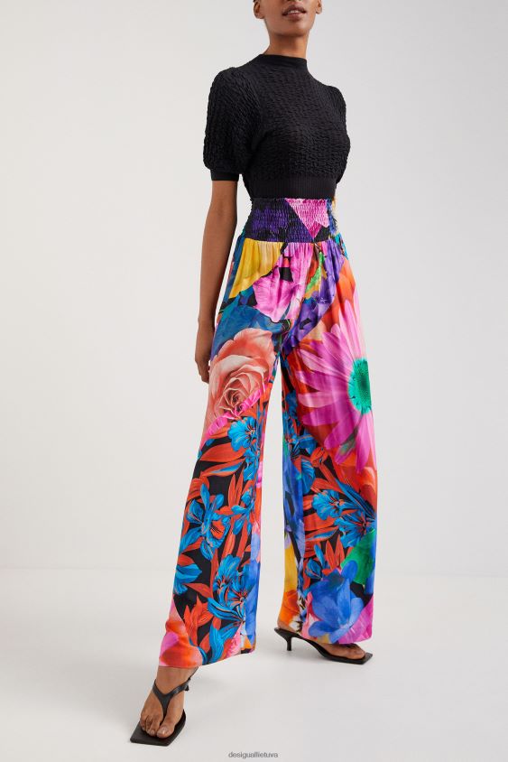 Desigual moterys gėlėtos palazzo kelnės apranga S606BV1078