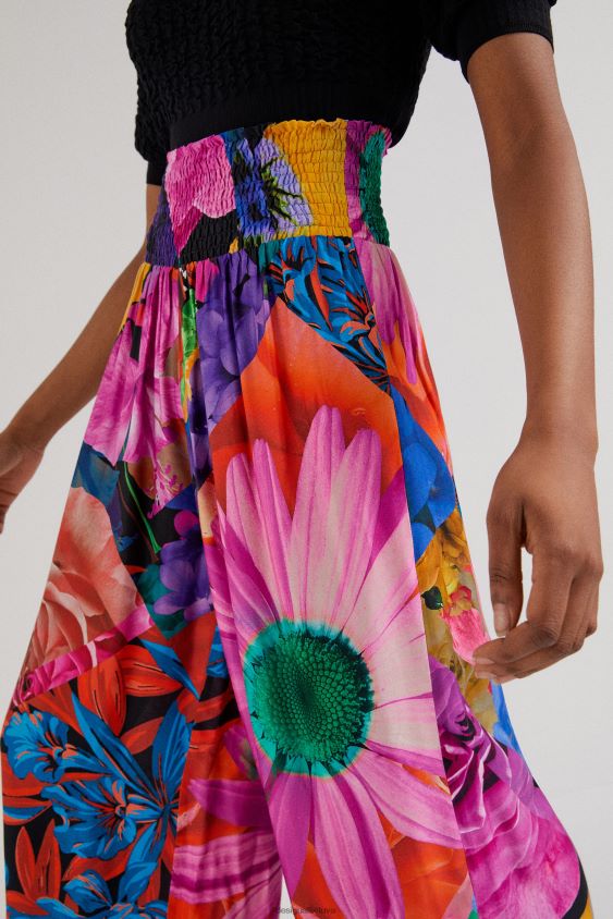 Desigual moterys gėlėtos palazzo kelnės apranga S606BV1078