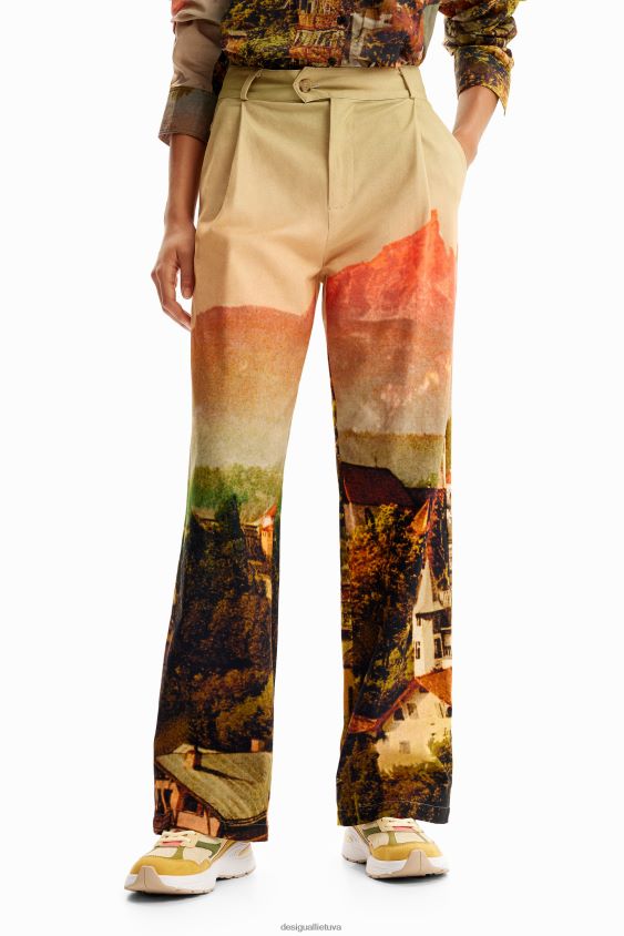 Desigual moterys m. christian Lacroix tiesios peizažinės kelnės apranga S606BV68
