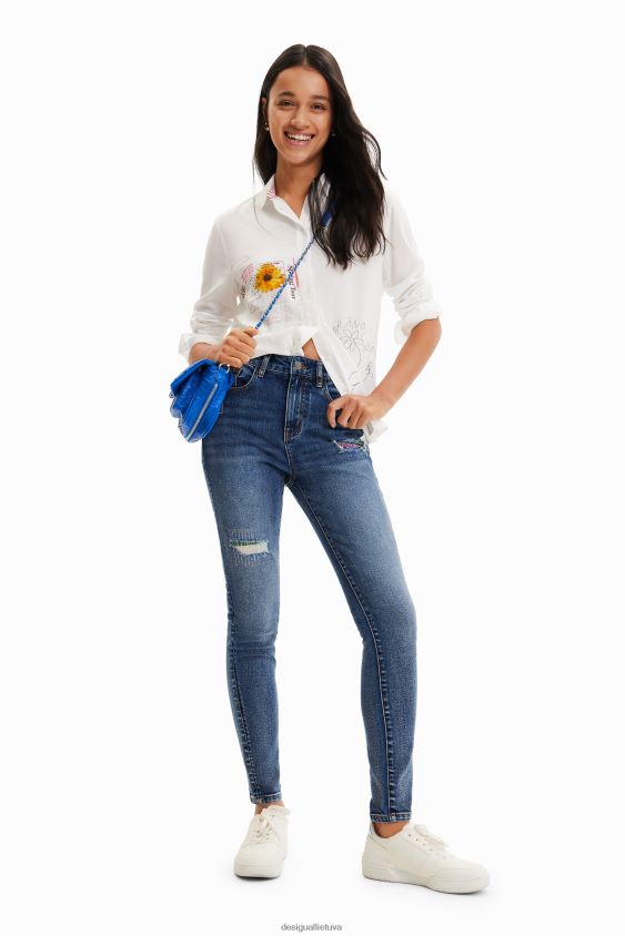 Desigual moterys plėšyti ploni push-up džinsai apranga S606BV729