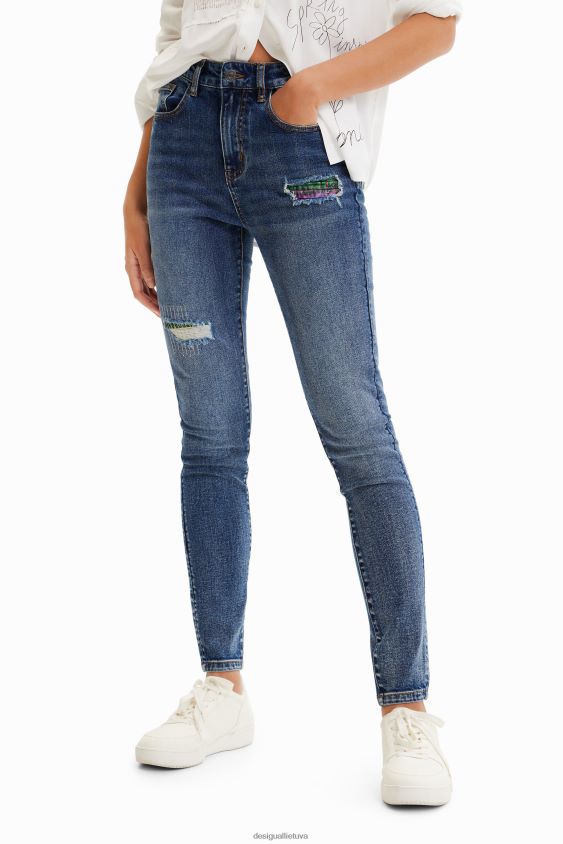 Desigual moterys plėšyti ploni push-up džinsai apranga S606BV729