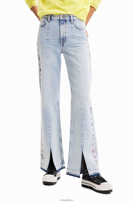 Desigual moterys plačios gėlės džinsai apranga S606BV797