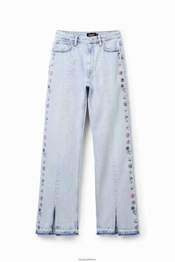 Desigual moterys plačios gėlės džinsai apranga S606BV797