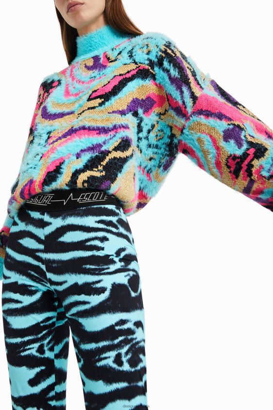 Desigual moterys ploni antblauzdžiai su gyvūnų raštu apranga S606BV1051
