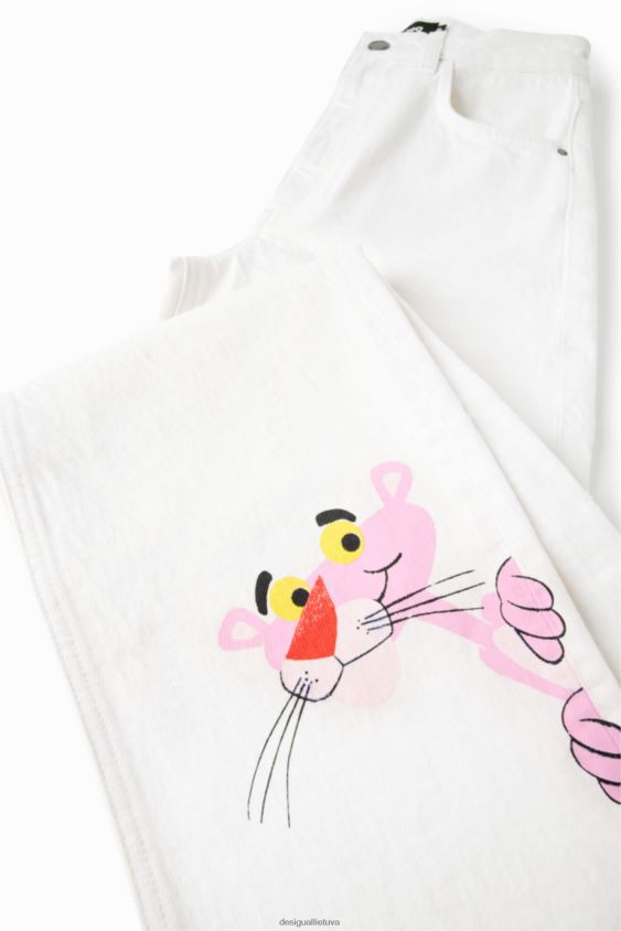 Desigual moterys rožiniai džinsai plačiomis kojomis apranga S606BV498