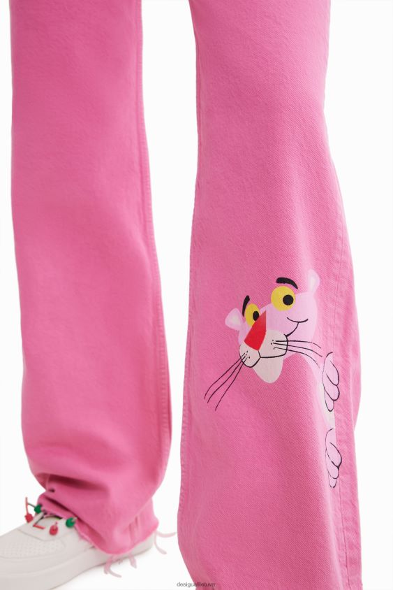 Desigual moterys rožiniai džinsai plačiomis kojomis apranga S606BV639