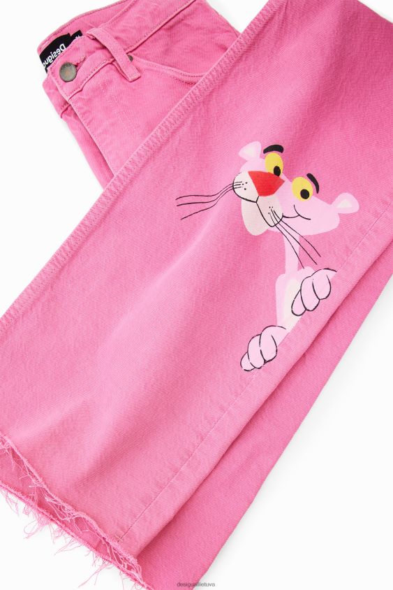 Desigual moterys rožiniai džinsai plačiomis kojomis apranga S606BV639