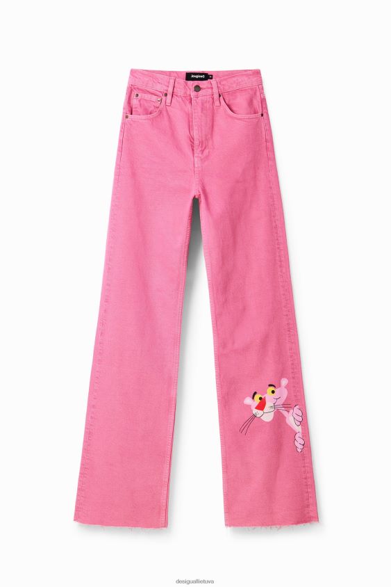 Desigual moterys rožiniai džinsai plačiomis kojomis apranga S606BV639