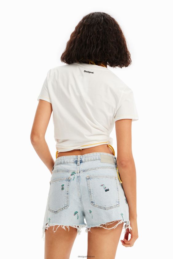 Desigual moterys siuvinėti džinsiniai šortai apranga S606BV484