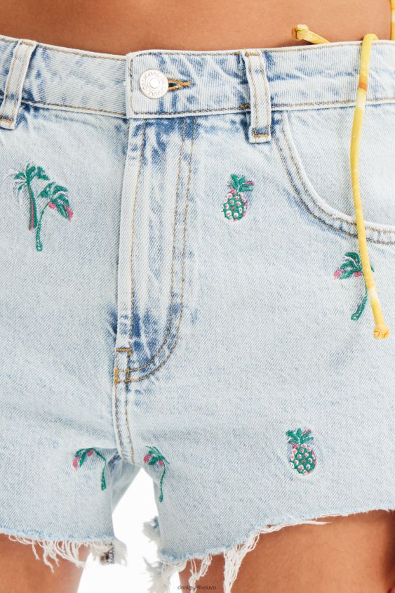 Desigual moterys siuvinėti džinsiniai šortai apranga S606BV484