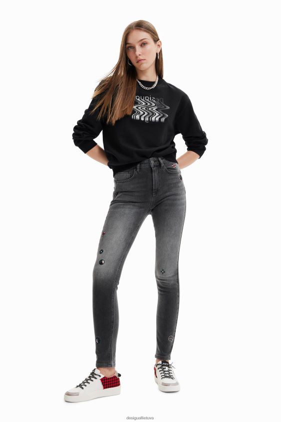 Desigual moterys siuvinėti siauri push-up džinsai apranga S606BV551