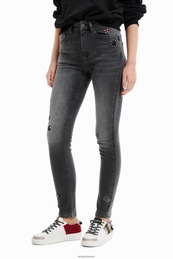 Desigual moterys siuvinėti siauri push-up džinsai apranga S606BV551