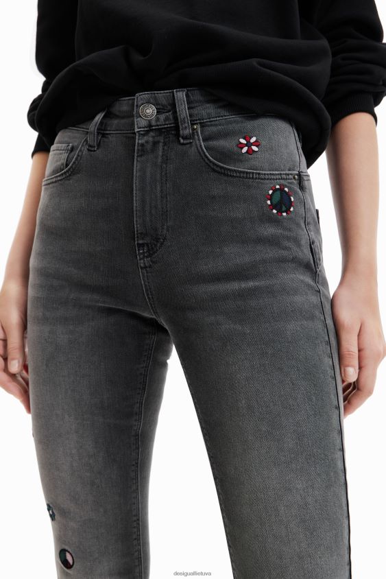 Desigual moterys siuvinėti siauri push-up džinsai apranga S606BV551