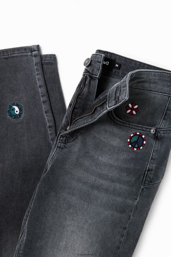Desigual moterys siuvinėti siauri push-up džinsai apranga S606BV551