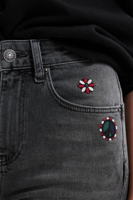 Desigual moterys siuvinėti siauri push-up džinsai apranga S606BV551