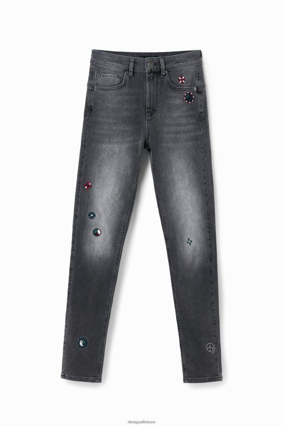 Desigual moterys siuvinėti siauri push-up džinsai apranga S606BV551