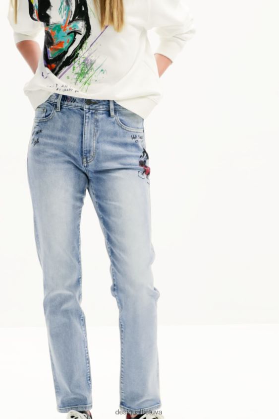 Desigual moterys tiesūs „Mickey Mouse“ džinsai apranga S606BV46