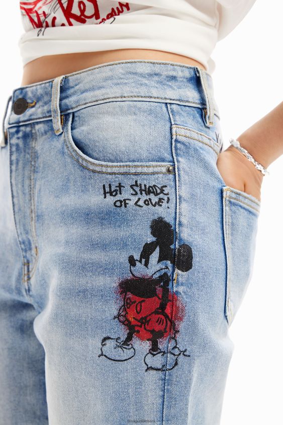 Desigual moterys tiesūs „Mickey Mouse“ džinsai apranga S606BV46