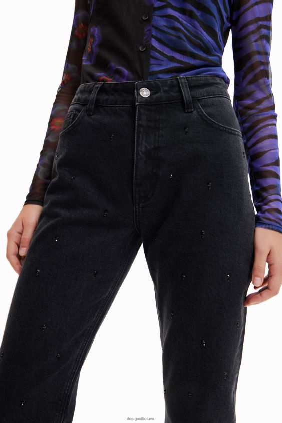 Desigual moterys tiesūs kalnų krištoliniai džinsai apranga S606BV567