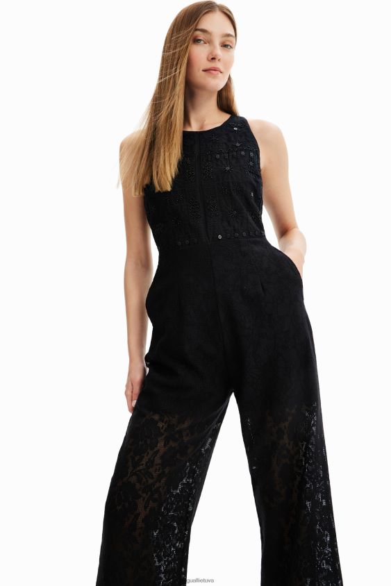 Desigual moterys ilgas siuvinėtas nėrinių kombinezonas apranga S606BV47