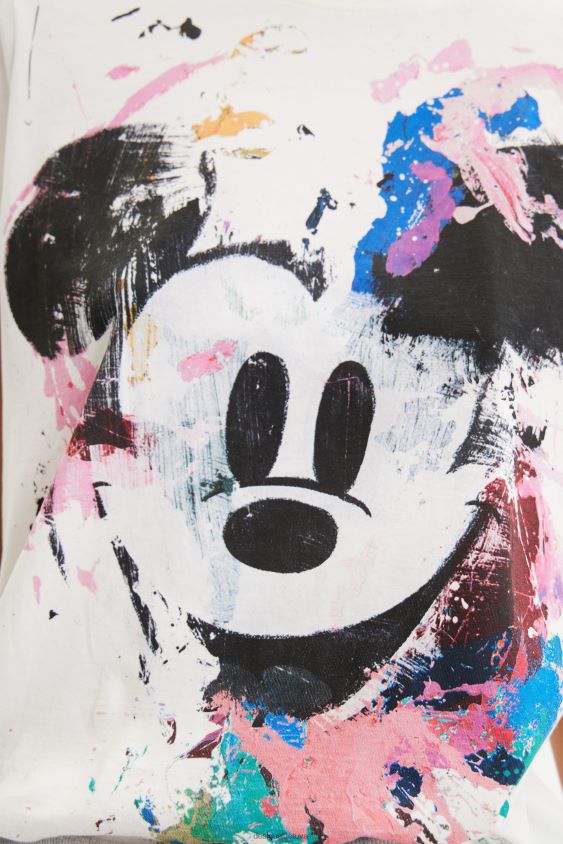 Desigual moterys Disnėjaus „Mickey Mouse“ meniški marškinėliai apranga S606BV483