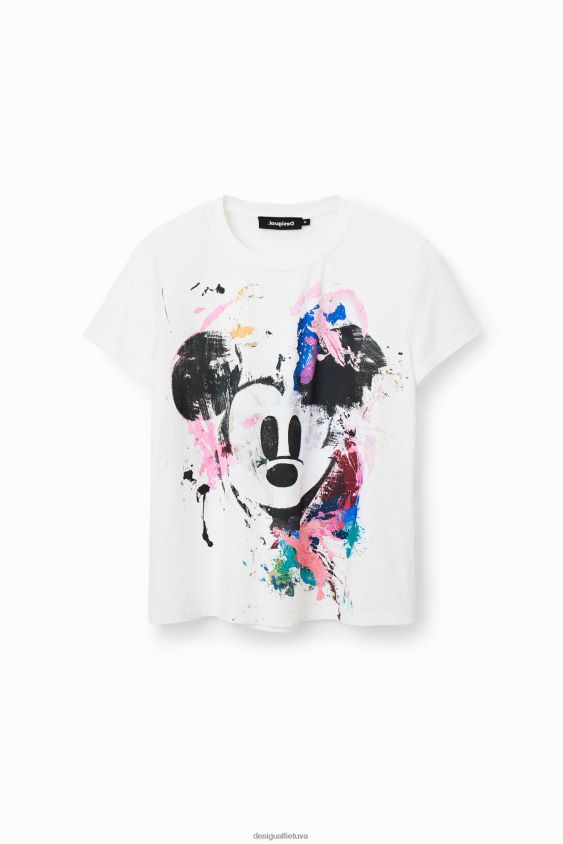 Desigual moterys Disnėjaus „Mickey Mouse“ meniški marškinėliai apranga S606BV483