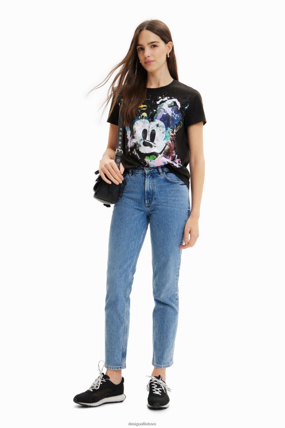 Desigual moterys Disnėjaus „Mickey Mouse“ meniški marškinėliai apranga S606BV877