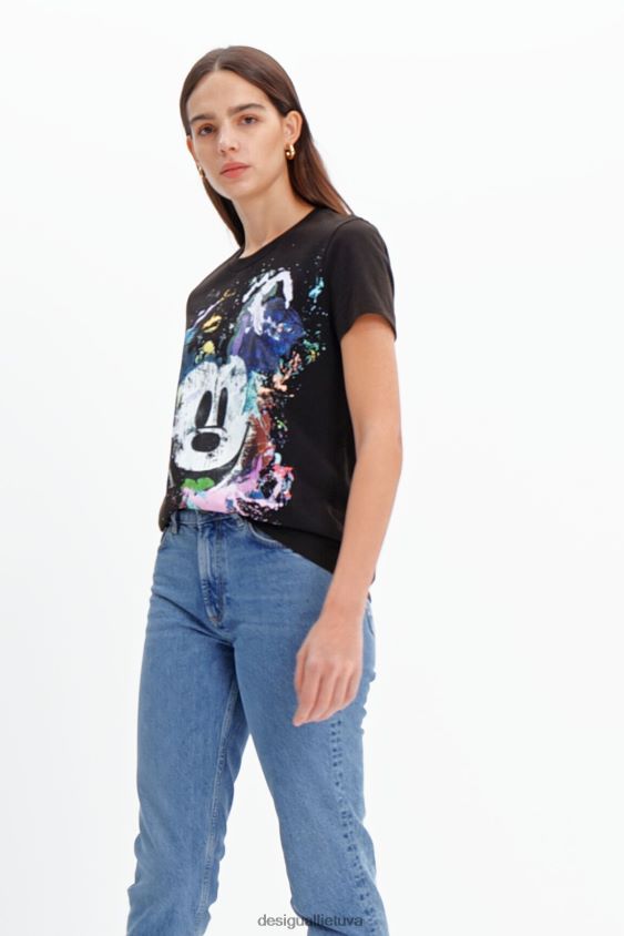 Desigual moterys Disnėjaus „Mickey Mouse“ meniški marškinėliai apranga S606BV877
